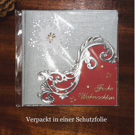 Weihnachtskarte frohe Weihnachten Festtags-Karte Rot & Silber