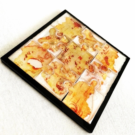 Silikonform 9er Puzzle Form 10cmx10cmx4mm mit Puzzle Untersetzer