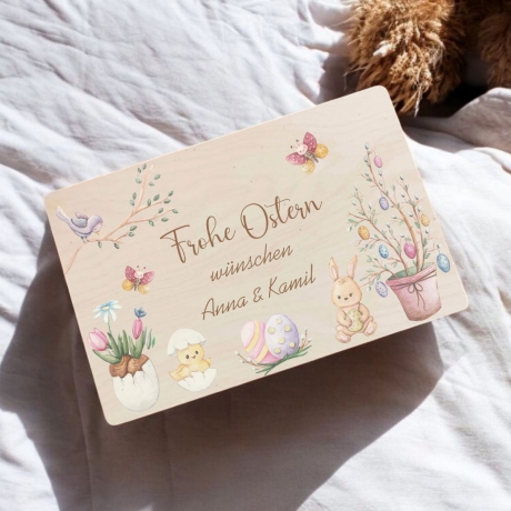 Geschenk zu Ostern personalisierte Holzkiste mit Namen Osternest