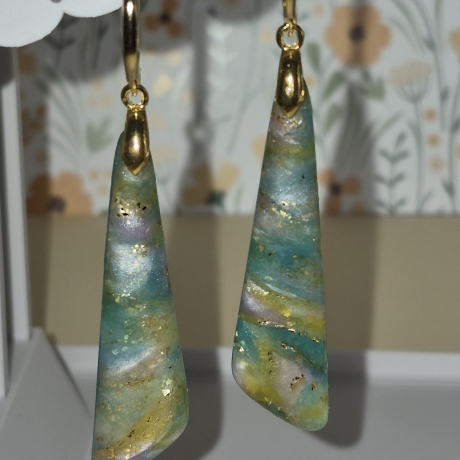 Statement Ohrringe Apatit-Optik – Polymer Clay - Edelstein-Imitat