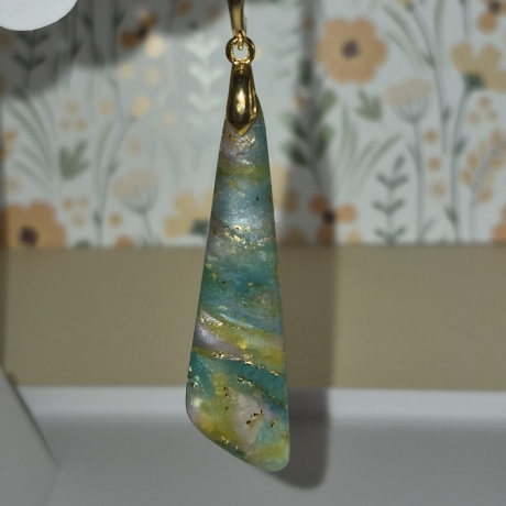 Statement Ohrringe Apatit-Optik – Polymer Clay - Edelstein-Imitat