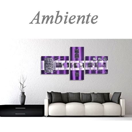 MK1 Art Bild Leinwand Abstrakt Kunst Malerei Acrylbild lila