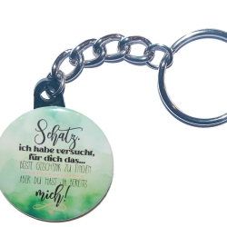 Liebesspruch Schlüsselanhänger 25 mm Kette