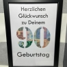 Geldgeschenk Bilderrahmen 90. Geburtstag personalisierbar DIN A4