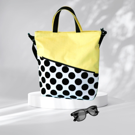 Umhängetasche Damen/Tragetasche/Henkeltasche/Punkte/gelbe Tasche