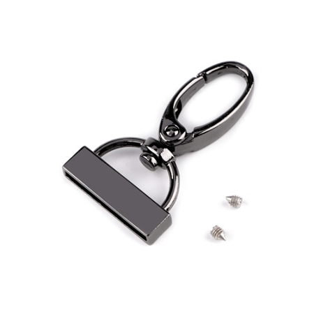2x Karabinerhaken mit Endstück 25 mm schwarz-silber 