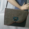 große Handtasche Unikat Schultertasche grau braun 32 x 26 x 11 cm