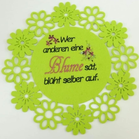 Ferberline Spruch und Mug Rug Blume ab 10x10