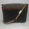große Handtasche Unikat Schultertasche grau braun 32 x 26 x 11 cm