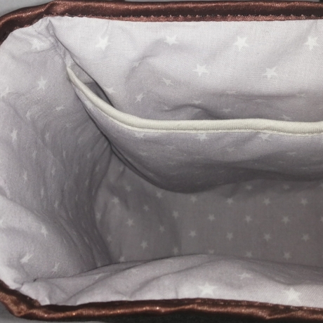 große Handtasche Unikat Schultertasche grau braun 32 x 26 x 11 cm