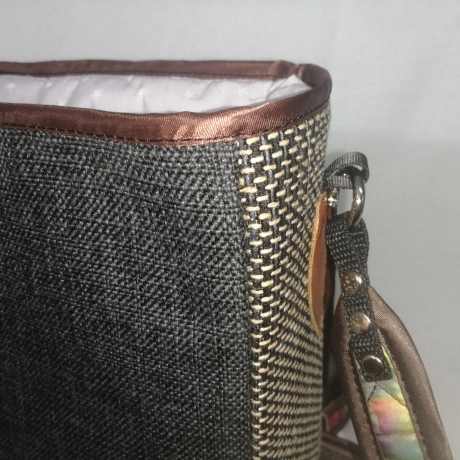 große Handtasche Unikat Schultertasche grau braun 32 x 26 x 11 cm