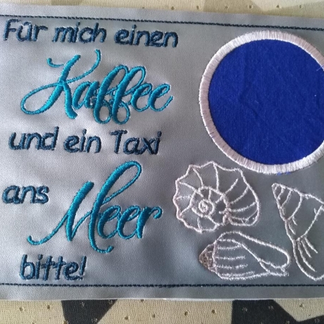 Ferberline Spruch und MugRug Kaffee Meer 10x10 und 13x18