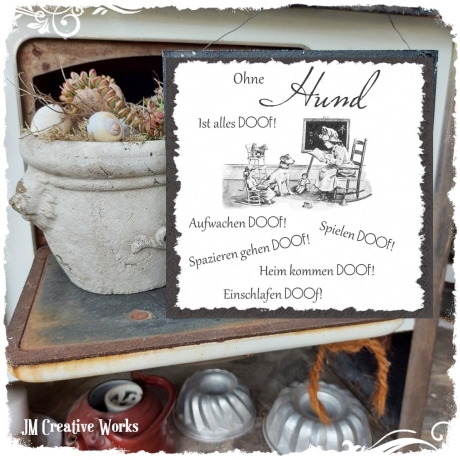 Holzschild-Shabby Ohne Hund