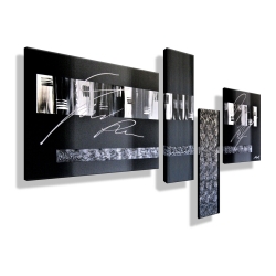 MK1 Art Bild Leinwand Abstrakt Kunst Malerei Acrylbild schwarz 3D