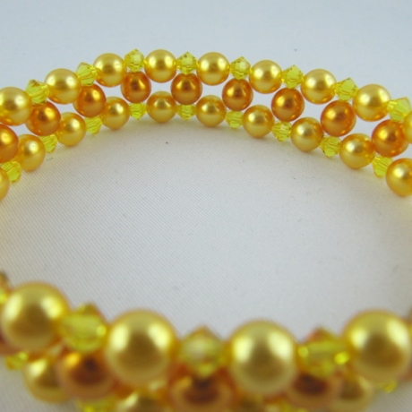Armband gefädelt Perlen Gelb Orange (A09)