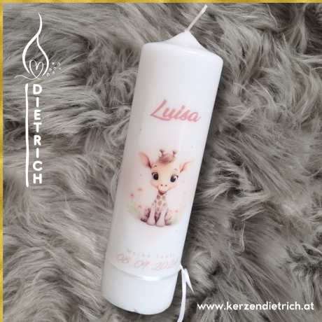 Taufkerze A26 | Giraffe | Tiermotiv | süße Tiere | boho