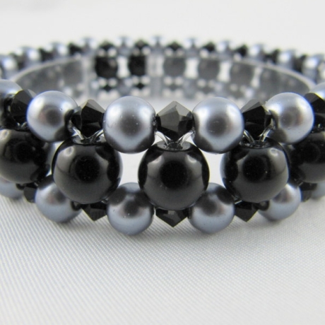 Armband Perlen Grau / Schwarz (A41)