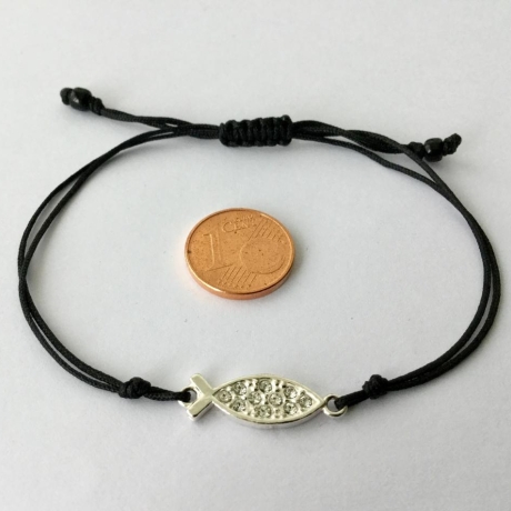 Armband Fisch Ichthys 925 Silber Makramee