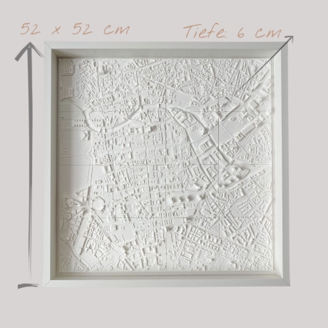 3D-Druck City Map mit Objektrahmen für Wandmontage
