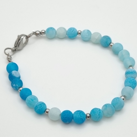 Perlenarmband Achat Blau Matt