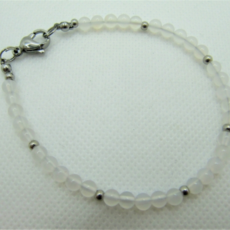 Armband Perlen Achat Weiß