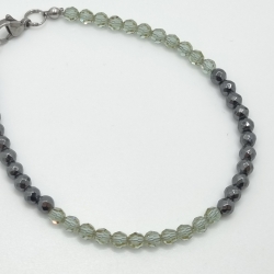 Armband Hämatit mit Swarovski® Kristallen Smoky Quarz (A55)