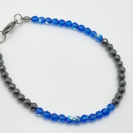 Armband Hämatit mit Swarovski® Kristallen Sapphire Blau (A55)