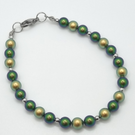 Armband Perlen Grün mit Swarovski® Crystal Pearls (A70)