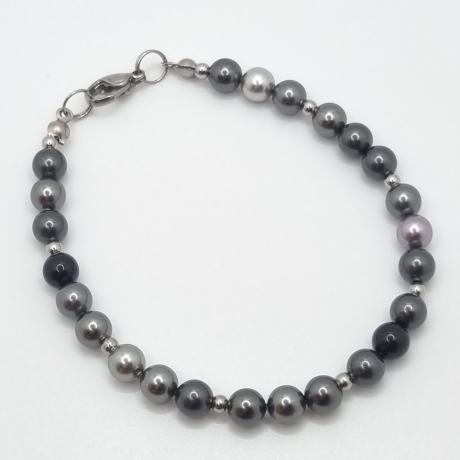 Armband Perlen Schwarz Grau mit Swarovski® Crystal Pearls (A70)
