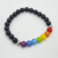 Armband Bunt Regenbogen Schwarz Polarisperlen (A71)