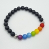 Armband Bunt Regenbogen Schwarz Polarisperlen (A71)