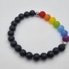 Armband Bunt Regenbogen Schwarz Polarisperlen (A71)