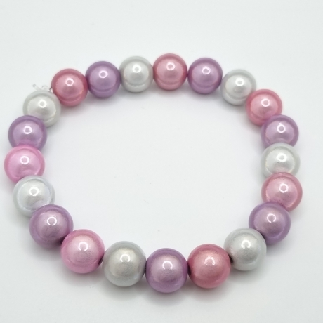 Armband Regenbogen Miracle Beads Rosa Flieder Weiß (A72)