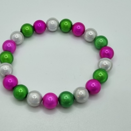 Armband Miracle Beads Pink Grün Weiß (A72)