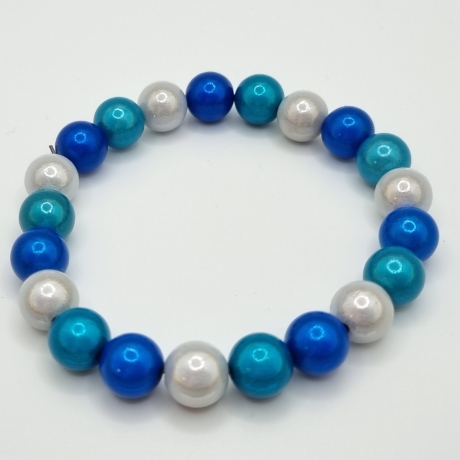 Armband Miracle Beads Blau Petrol Weiß (A72)