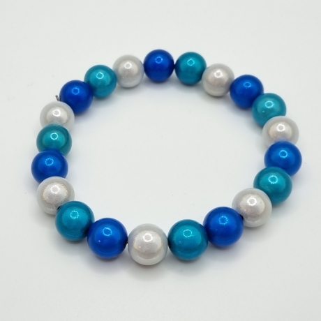Armband Miracle Beads Blau Petrol Weiß (A72)