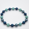 Armband Perlen Petrol Jade mit Swarovski® Crystal Pearls (A73)