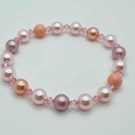 Armband Perlen Rosa mit Swarovski® Crystal Pearls (A73)