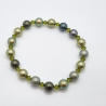Armband Perlen Grün Oliv mit Crystal Pearls und Bicones (A73)