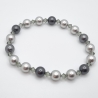 Armband Perlen Grau mit Crystal Pearls und Bicones (A73)