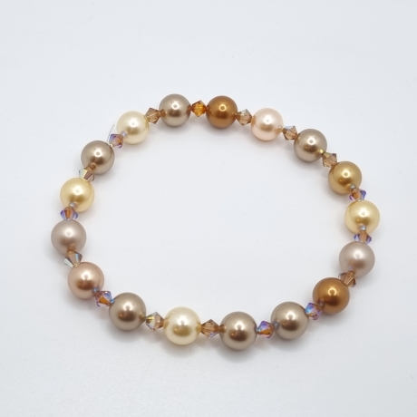 Armband Perlen Gold mit Crystal Pearls und Bicones (A73)