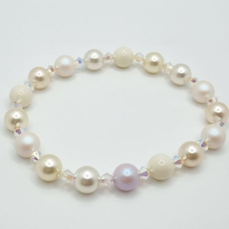 Armband Perlen Weiß mit Swarovski® Crystal Pearls (A73)