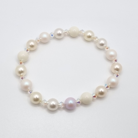 Armband Perlen Weiß mit Swarovski® Crystal Pearls (A73)