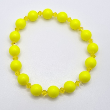 Armband Perlen Neongelb mit Swarovski® Crystal Pearls (A73)