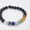 Armband Chakra Edelstein mit Lavaperlen (A74)