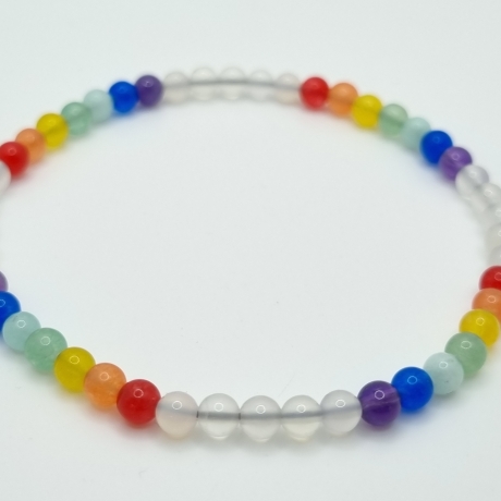 Armband Chakra Edelstein-Mix mit Achatperlen (A76)
