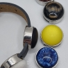 Lederarmband dunkelgrau mit  7 Polaris Schiebeperlen (A77)