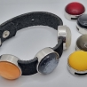 Lederarmband schwarz mit  7 Polaris Schiebeperlen (A77)