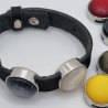 Lederarmband schwarz mit  7 Polaris Schiebeperlen (A77)