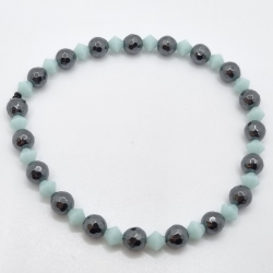 Armband Hämatit mit Bicone Kristallen Mint (A78)